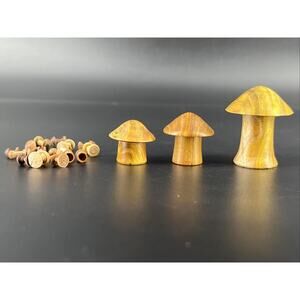 Dollhouse Miniature M Hunt Smoke Bush Wood Lidded Mushroom Jars New Zealand Set